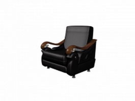 Black leather armchair 3d model preview