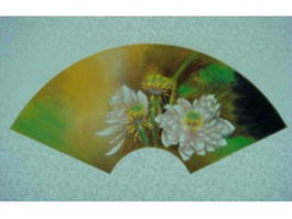 East Asia paper folding fan with lotus pattern texture