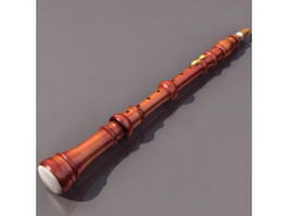 Wood clarinet 3d model preview