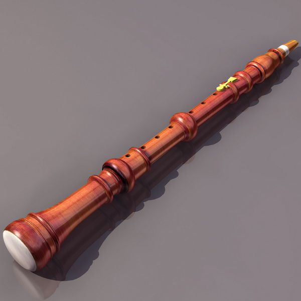 Wood clarinet 3d rendering