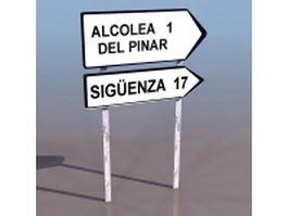 Road directional sign 3d model preview