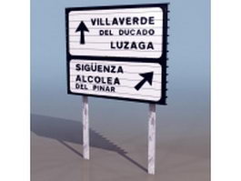 Freeway diversion route sign 3d model preview