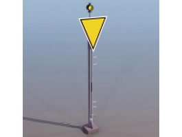 Traditional railway caution signal 3d preview