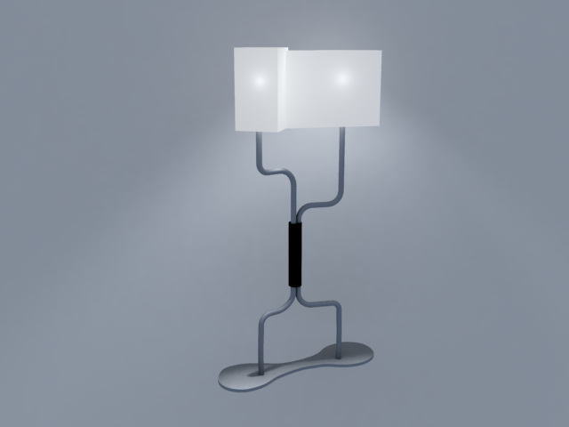 2 bulb aluminum floor lamp 3d rendering