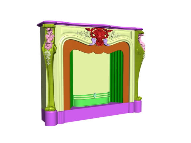European style marble fireplace 3d rendering