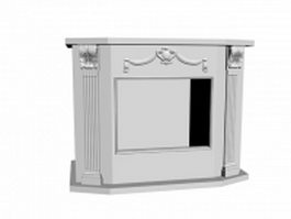 Natural stone fireplace 3d model preview