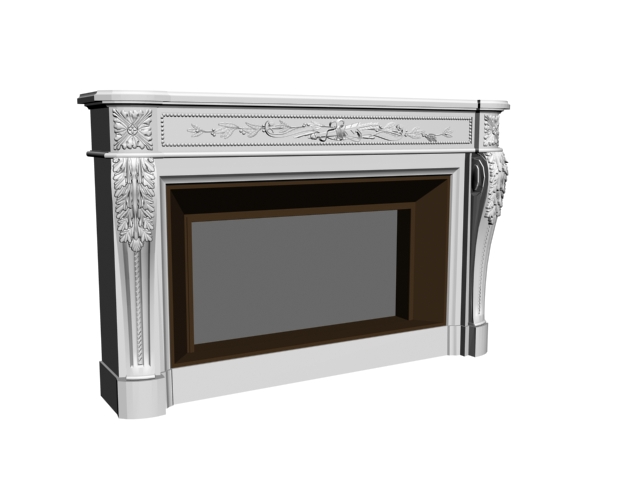 Gypsum plaster fireplace 3d rendering