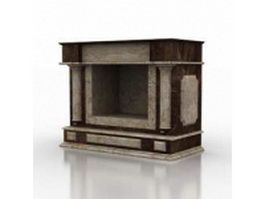 Brown marble fireplace 3d model preview