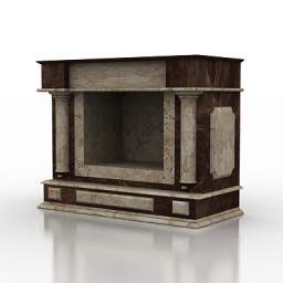 Brown marble fireplace 3d rendering