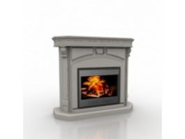 White marble fireplace 3d model preview