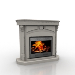 White marble fireplace 3d rendering