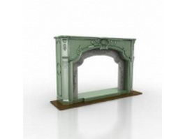 Carved green marble fireplace 3d model preview