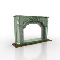 Carved green marble fireplace 3d rendering