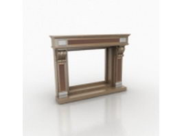 Stone mantel fireplace 3d model preview