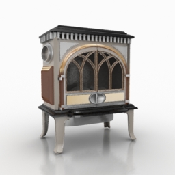 Cast iron wood burning fireplace 3d rendering