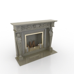 French style wood fireplace 3d rendering