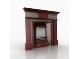 Contemporary style gas fireplace 3d model preview