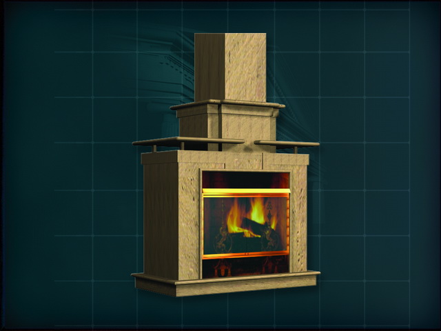 belgard fireplace 3d rendering