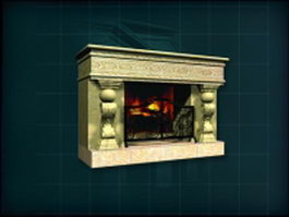 Decorative stone fireplace 3d model preview