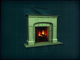 Traditional wood burning fireplace 3d model preview