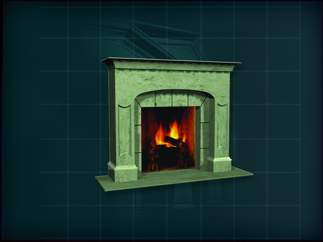 Traditional wood burning fireplace 3d rendering