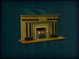 Golden marble fireplace 3d model preview
