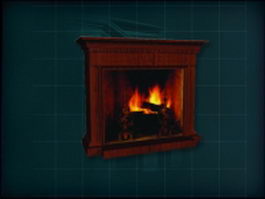 Ancient red wood mantel fireplace 3d model preview