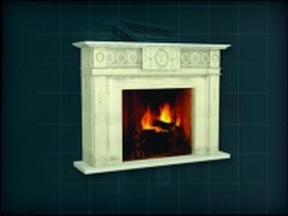 Stone cream wood fireplace 3d model preview
