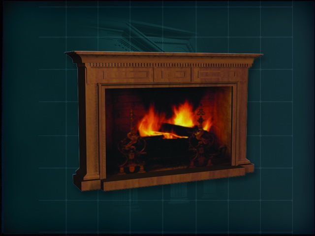 Carving wood mantelpiece fireplace 3d rendering