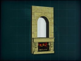 Decorative marble wall fireplace 3d model preview