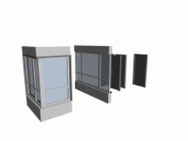 Modern aluminium window frames and doors 3d model preview