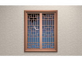 Ancient Chinese lattice window 3d model preview