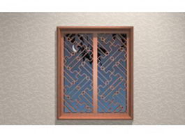 Ancient wooden lattice window 3d model preview
