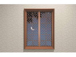 Decorative carved pattern lattice window 3d model preview