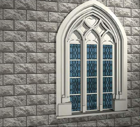 Alabaster mullion decorative window 3d rendering