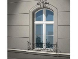 Double-hung sash window with wedge lintel 3d model preview