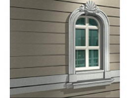 Arch fixed window with wedge lintel 3d model preview
