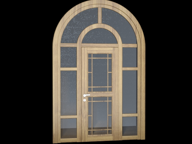 Arched french door 3d rendering