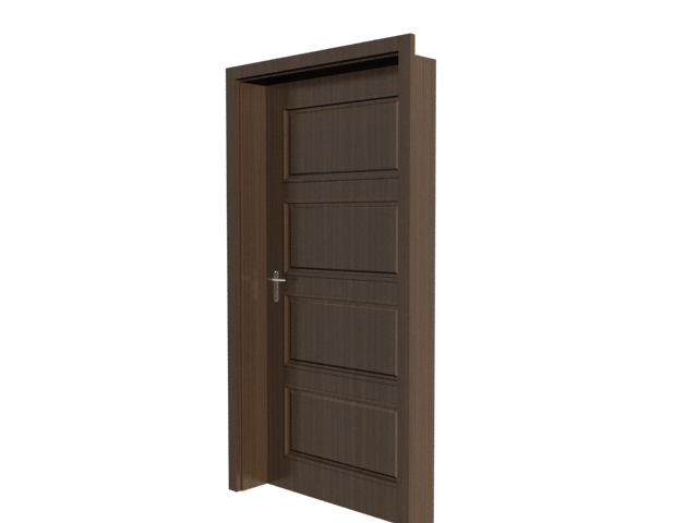 4 Panel wooden door 3d rendering