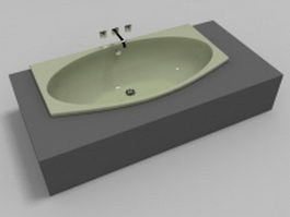 Sunken bathtub 3d model preview