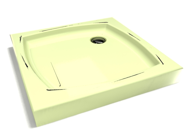 Acrylic green square shower tray 3d rendering