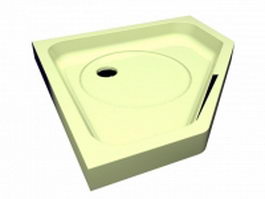 Corner deep shower tray 3d model preview