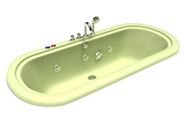 Taps mounted whirlpool bathtub 3d rendering