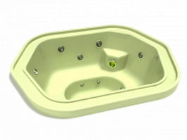 Sunken jet spa tub 3d model preview