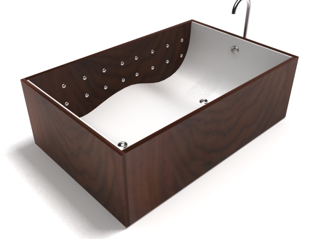 Wooden bathtub 3d rendering