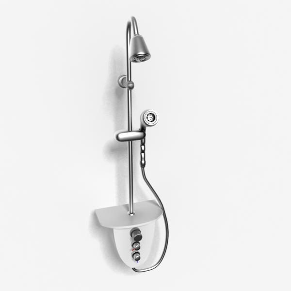 Stainless steel shower panel 3d rendering