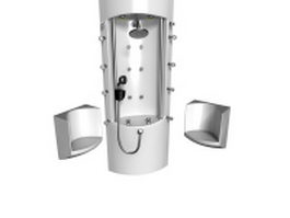 Shower panel and wall mount shower seat 3d preview