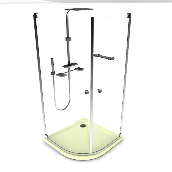 Modern shower stall enclosure with tray 3d rendering