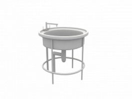 Free-standing round kitchen sink 3d model preview