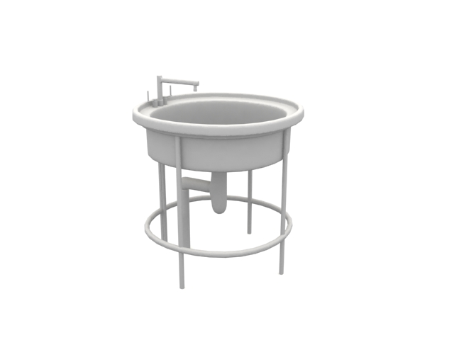 Free-standing round kitchen sink 3d rendering